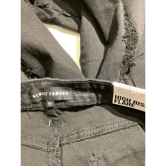 Almost Famous High Rise Flare Jeans Black Women’s 11 — Distressed, Retro, Trendy - Picture 3 of 8